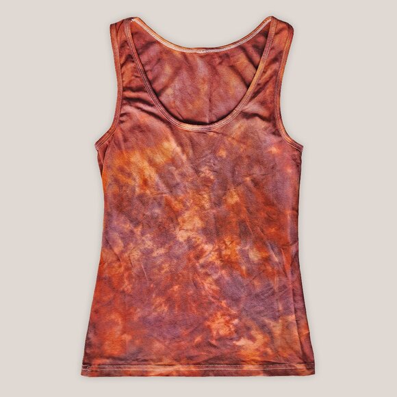 NWT Elenya Red Orange Tie Dye Cotton Tank Top Women's Yoga Shirt Hand-Dyed - Picture 1 of 2